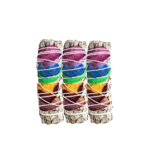 Rose & White Sage 4" Smudge (7 Chakra)